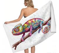 Beach Towel Animal Chameleon Quick Dry Microfibre Printed Beach Towels Watercolor style Super Absorbent Beach Towel for Swim 160 x 80 cm Soft Sand Free Lightweight