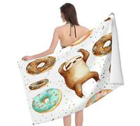 Beach Towel Animal With A Donut Print Pattern Swim Towel Summer Women Washcloths, For Pilates, Yoga, Sport, 80x130cm