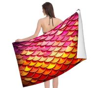 Beach Towel Background With Yellow And Pink Fish Scales Pattern Quick Dry Bath Towel Personalized Men Washcloths, For Swimming, Sport, Pilates, 80x130cm