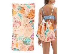 Beach Towel Bag - Convertible Pool Mat, Foldable Swim Sack for Vacation, Drawstring Travel Carrier with Compact Storage, Outdoor Gear, Picnic Camping Tote for Hotel and Water Park