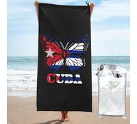 Beach Towel Butterfly Cuba Cuban Flags Shower Towel Easy Care Washcloths Quick Dry Bath Sheets For Travel Camping Beach 70X140Cm