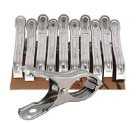 Beach Towel Clips,10 Pcs Large Stainless Steel Windproof Beach Towel Pegs Clamps Wind Resistant Clips Laundry Clothes Pegs