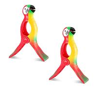 Beach Towel Clips, 2 Pcs Large Laundry Clip Clothes Pegs for Washing Line, Parrot Beach Towel Clip for Sunbeds, Sun Loungers, Pool Chairs, Laundry (Parrot 2pcs)