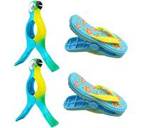Beach Towel Clips, 4 Pcs Beach Towel Pegs for Sun Lounger, Sunbed Towel Clips Large Laundry Pegs (Cute Style)