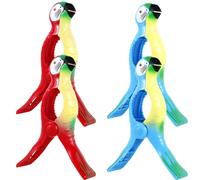 Beach Towel Clips 4Pcs Parrot Shaped Towel Clip Parrot Beach Towel Clip Large Laundry Clothes Pegs Reusable Sunbed Beach Pegs Plastic Towel Holder Clips for Beach Chair Beach Towel Clips, (4pcs)