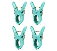 Beach Towel Clips for Sun Loungers - 4 Pcs Premium Plastic Jumbo Sunbed Towel Clips - Multipurpose Usage Pegs for Washing Line and Beach Towel Pegs for Towels, Quilts and Heavy Laundry - Aqua Blue