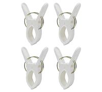 Beach Towel Clips for Sun Loungers - 4 Pcs Premium Plastic Jumbo Sunbed Towel Clips - Multipurpose Usage Pegs for Washing Line and Beach Towel Pegs for Towels, Quilts and Heavy Laundry - White