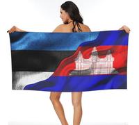 Beach Towel Estonians Flag Cambodian Flag Washcloths Absorbent Bath Sheets Easy Care Bath Towels For Swimming Travel Camping 80X130CM
