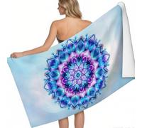 Beach Towel Floral mandala pattern 180 x 90 cm Quick Dry Sand Free Compact blue Printed Lightweight Microfibre Large