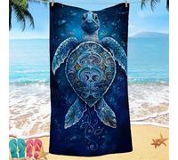 Beach Towel for Adults 100x220 Microfibre Towel Blue Sea Turtles Quick Dry Travel Towels, Kids Gym Towels Hidden Snap Design, Compact Lightweight Sand Free Absorbent Quick Dry for Travel Camping Gifts