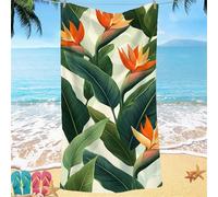Beach Towel for Adults 100x220 Microfibre Towel Plant Bird Of Paradise Quick Dry Travel Towels, Kids Gym Towels Hidden Snap Design, Compact Lightweight Sand Free Absorbent Quick Dry, Vacation Gifts