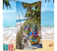 Beach Towel for Adults 100x220 Microfibre Towel Tree Pineapple Quick Dry Travel Towels, Kids Gym Towels Hidden Snap Design, Compact Lightweight Sand Free Absorbent Quick Dry, for Travel Camping Gifts