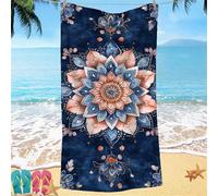 Beach Towel for Adults 70x140 Microfibre Towel Blue Mandala Quick Dry Travel Towels, Kids Gym Towels Hidden Snap Design, Compact Lightweight Sand Free Absorbent Quick Dry, for Camping Vacation Gifts