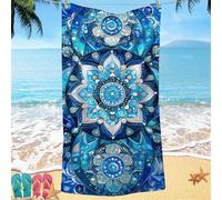 Beach Towel for Adults 70x140 Microfibre Towel Blue Mandala Quick Dry Travel Towels, Kids Gym Towels Hidden Snap Design, Compact Lightweight Sand Free Absorbent Quick Dry, for Camping Vacation Gifts