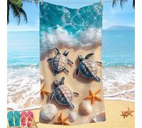 Beach Towel for Adults 80x160 Microfibre Towel Sea Turtles Shell Quick Dry Travel Towels, Kids Gym Towels Hidden Snap Design, Compact Lightweight Sand Free Absorbent Quick Dry for Travel Camping Gifts
