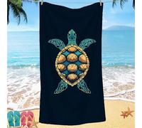 Beach Towel for Adults 90x180 Microfibre Towel Black Sea Turtles Quick Dry Travel Towels, Kids Gym Towels Hidden Snap Design, Compact Lightweight Sand Free Absorbent Quick Dry, Vacation Gifts j-812