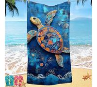 Beach Towel for Adults 90x180 Microfibre Towel Blue Sea Turtles Quick Dry Travel Towels, Kids Gym Towels Hidden Snap Design, Compact Lightweight Sand Free Absorbent Quick Dry, for Travel Camping Gifts