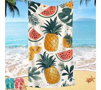 Beach Towel for Adults 90x180 Microfibre Towel Pineapple Watermelon Quick Dry Travel Towels, Kids Gym Towels Hidden Snap Design, Compact Lightweight Sand Free Absorbent Quick Dry, Vacation Gifts