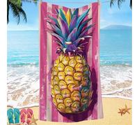 Beach Towel for Adults 90x180 Microfibre Towel Stripe Pineapple Quick Dry Travel Towels, Kids Gym Towels Hidden Snap Design, Compact Lightweight Sand Free Absorbent Quick Dry, for Travel Camping Gifts