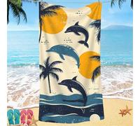Beach Towel for Adults 90x180 Microfibre Towel Tree Dolphin Quick Dry Travel Towels, Kids Gym Towels Hidden Snap Design, Compact Lightweight Sand Free Absorbent Quick Dry, for Camping Vacation Gifts