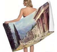 Beach Towel for Adults Ancient Gr rchitectural stone walls Large Microfibre Beach Towel 180 x 90 cm grey Printed Quick Dry Sand Free Lightweight Pool Camping Yoga