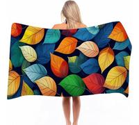 Beach Towel for Adults - Large Microfibre Beach Towel Quick-Dry, Sand Free, Lightweight, Green Bath Towels for Men Women, Swimming Towels for Pool, Camping, Yoga & Outdoor Leaf 160x80cm 1 Pack 0a-1346