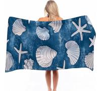 Beach Towel for Adults - Microfibre Beach Towel Quick-Dry, Sand Free, Lightweight, Blue Bath Towels for Men Women, Swimming Towels for Pool, Camping, Yoga & Outdoor Conch (2) 200x90cm 1 Pack 0a-1280