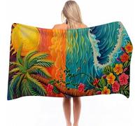 Beach Towel for Adults - Microfibre Beach Towel Quick-Dry, Sand Free, Lightweight, Orange Color Bath Towels for Men Women, Swimming Towels for Pool, Camping, Outdoor Coconut Trees 200x90cm 0a-1089