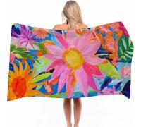 Beach Towel for Adults - Microfibre Beach Towel Quick-Dry, Sand Free, Lightweight, Pink Bath Towels for Men Women, Swimming Towels for Pool, Camping, Yoga & Outdoor Flower (2) 200x90cm 1 Pack 0a-1143