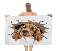 Beach Towel for Adults, Peeking English Cocker Spaniel Bath Towel Quick Dry' Absorbent Sandproof Beach Blanket, Cartoon Funny Dog Rustic Roadtrips Yoga Towel 31x51 Inch