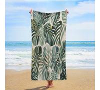 Beach Towel for Adults White Ed Tropical Botanical Leaves Oversized 30"x61" Pool Towel Sand Free Beachtowel Quick Dry Bath Towels Lightweight Absorbent Swim Towels for Travel, Swimming, Yoga, Camping