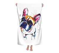 Beach Towel French Bulldog Microfiber Large Bath Towel for Adults Absorbent Quick Dry Beach Blanket 80X130CM