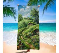 Beach Towel Green, Microfibre Towel 100x200 cm Large Beach Towels for Adults Kids, Quick-Dry, Sand-Free, Absorbent & Lightweight Landscape Pattern Summer Beachs Gym Towels for Women Men Gifts H-2507