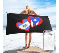 Beach Towel Hearts El Salvadorean Flags And Puerto Rico Bath Sheets Lightweight Bath Towels Quick Dry Shower Towel For Beach Swimming Camping 70X140Cm