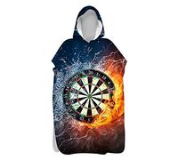 Beach Towel Hooded Poncho, Treer Quick Dry& Light Weight Changing Bath Robe with Hood, Ideal for Adult Woman & Man Child Swimming, Surfing, Bathing, Travel Towel (Dart board,60x110cm)