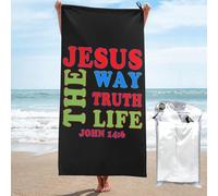 Beach Towel Jesus Christ Is The Way The Truth The Life Washcloths Absorbent Bath Sheets Lightweight Bath Towels For Swimming Beach Camping 70X140Cm