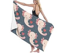 Beach Towel Large,Axolotls Hearts and Bubbles,Quick Dry,Sand Free Microfiber Beach Towel,Summer,Sun Lounger Beach Towel,Swimmers,Outdoor Camping, Gym,Yoga,Travel-52''x32'' (80 * 130cm)