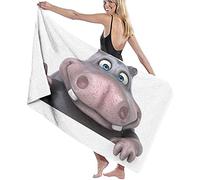 Beach Towel Large,Funny Cartoon Hippo Soft ,Quick Dry,Sand Free Microfiber Beach Towel,Summer,Sun Lounger Beach Towel,Swimmers,Outdoor Camping, Gym,Yoga,Travel-52''x32'' (80*130cm)