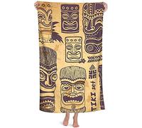 Beach Towel Large,Vintage Aloha Tiki Pattern ,Quick Dry,Sand Free Microfiber Beach Towel,Summer,Sun Lounger Beach Towel,Swimmers,Outdoor Camping, Gym,Yoga,Travel-52''x32'' (80*130cm)