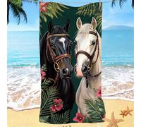 Beach Towel, Microfibre Towel 95x190 Large Beach Towels for Adults Kids, Quick-Dry, Sand-Free, Absorbent & Lightweight Plant Horse Pattern Summer Beachs Gym Towels, Travel Vacation Gifts w0j-482