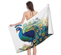Beach Towel Peacock Pattern Shower Towel Absorbent Bath Towels Lightweight Bath Sheets For Camping Pool Swimming 80X130CM