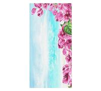 Beach Towel, Pink Bougainvillea Sea Printed Microfiber Sand Free Pool Towel Lightweight Oversized Quick Dry 63" X 32" Absorbent Compact Travel Must Have for The Swimming Summer Cruise Ship Essentials