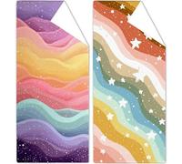 Beach Towel Rainbow Beach Towels for Adults 100x200cm Stripe Microfibre Towel Bath Sand Free, Soft, Absorbent Quick Dry Lightweight, Ideal for Yoga Camping Gym Holiday, Travel Towels 2 Pack OC-963