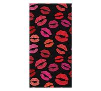 Beach Towel, Red Lipstick Kiss Printed Microfiber Sand Free Pool Towel Lightweight Oversized Quick Dry 63" X 32" Absorbent Compact Travel Must Have for The Swimming Summer Cruise Ship Essentials