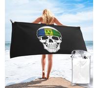 Beach Towel Skull Saint Vincent And The Grenadines Flags Washcloths Easy Care Bath Sheets Quick Dry Bath Towels For Swimming Camping Travel 70X140Cm