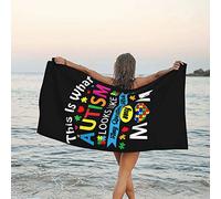 Beach Towel This Is What Autism Looks Like, Any Questions Ask My Mom Bath Sheets Durability Washcloths Absorbent Shower Towel For Camping Pool Travel 80X130CM