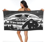 Beach Towel Ufo Alien And Bigfoot Shower Towel Easy Care Bath Sheets Lightweight Bath Towels For Pool Swimming Camping 80X130CM