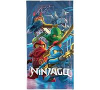 Beach Towel with 'Lego Ninjago’ Team Motif with Cole, Jay, Kai, Lloyd, Zane, Nya, Misako and Sensai Wu / 70 x 140 cm / in Original Packaging / 100 % Cotton