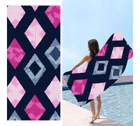 Beach Towel XXL 60x120cm Extra Large Microfibre Towel Geometry Beach Towels for Adults, Single Sides Sand Free Quick Dry Lightweight Compact Travel Swimming Towels, Large Bath Towels 1 pack c-617