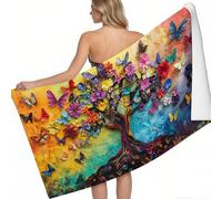 Beach Towels Abstract Tree of Life Butterfly Microfibre Lightweight Beach Towel 140 x 70 cm Origami Art Printed Sand Free Quick Dry Design Camping Towels for Travel Swim Yoga